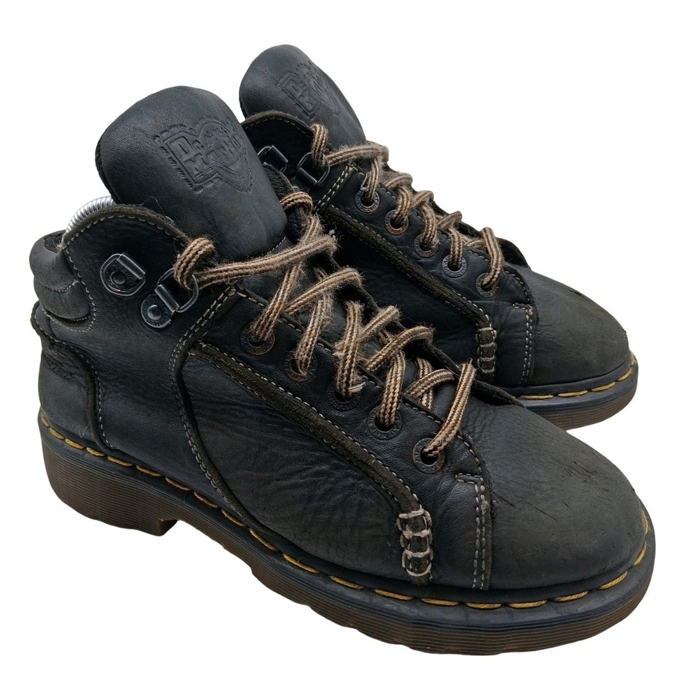 Dr Martens 8A54 Y2K Boots Mens 7 Wmns 9 Black Leather Combat Ankle Boots England